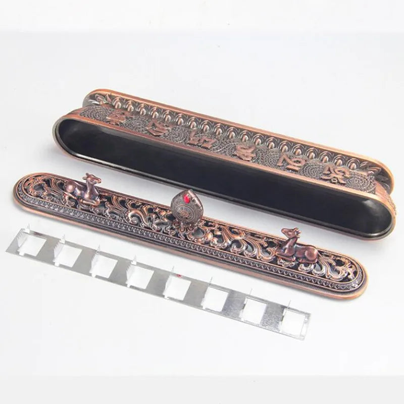 The Antique Metal Incense Burner Handmade Zen Buddhist Tearoom Ornament for Home Decor Incense Sticks Holder