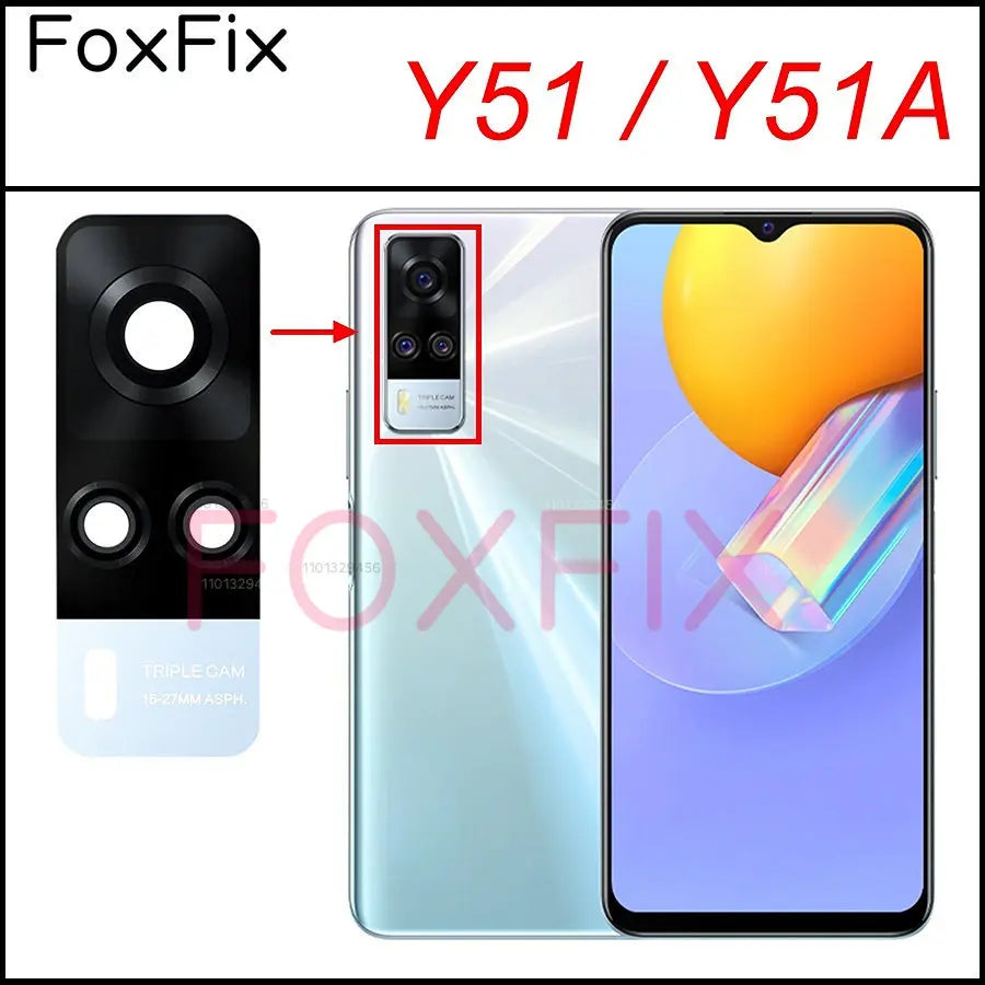 Rear Back Camera Glass For vivo Y31 Y51 Y51A Y53S Main Camera Lens Glass Cover Replacement With Adhesive Tape V2030 V2031 V2036