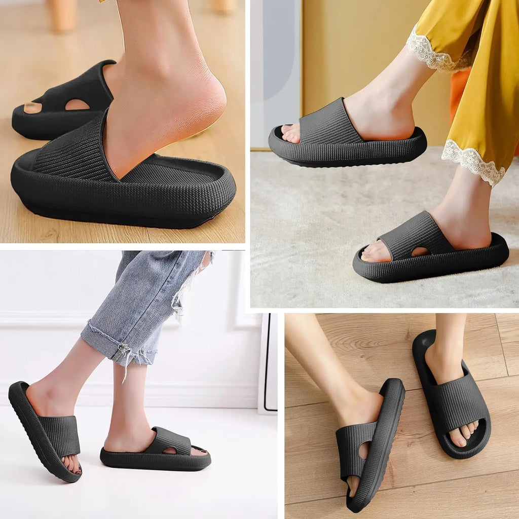 Sliders Cloud Slippers Non-Slip Mens Womens Slippers Cloud Sliders Soft Flip Flops with Thick Sole for Shower Bathroom