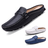 Men Slippers Fashion Leather Loafers Moccasins Outdoor Non-slip Casual Driving Shoes Men Mules Slides Comfortable Beach Sandals