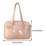 Load image into Gallery viewer, PU Japanese JK School Uniform Bag Cute Cosplay Anime Shoulder Bag Solid Transparent Heart Crossbody Bag Adjustable Strap Satchel

