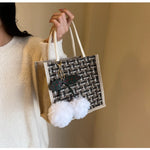 Load image into Gallery viewer, Retro Braided Pattern Jute Tote Bag Large Capacity Grocery Bag Women Handbag Beach Organizer Portable Shopping Bag Lunch Bag
