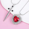 A Set Red Heart and Sword Couple Necklace Collarbone Chain Sword Necklace Fashion Accessories for Women Gift