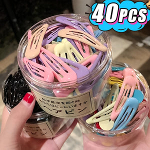 Colorful Hair Clips for Women Girls Fashion Solid BB Hair Clips Kids Snap Metal Barrettes Hairpins Clip Bobby Pin Hair Accessory