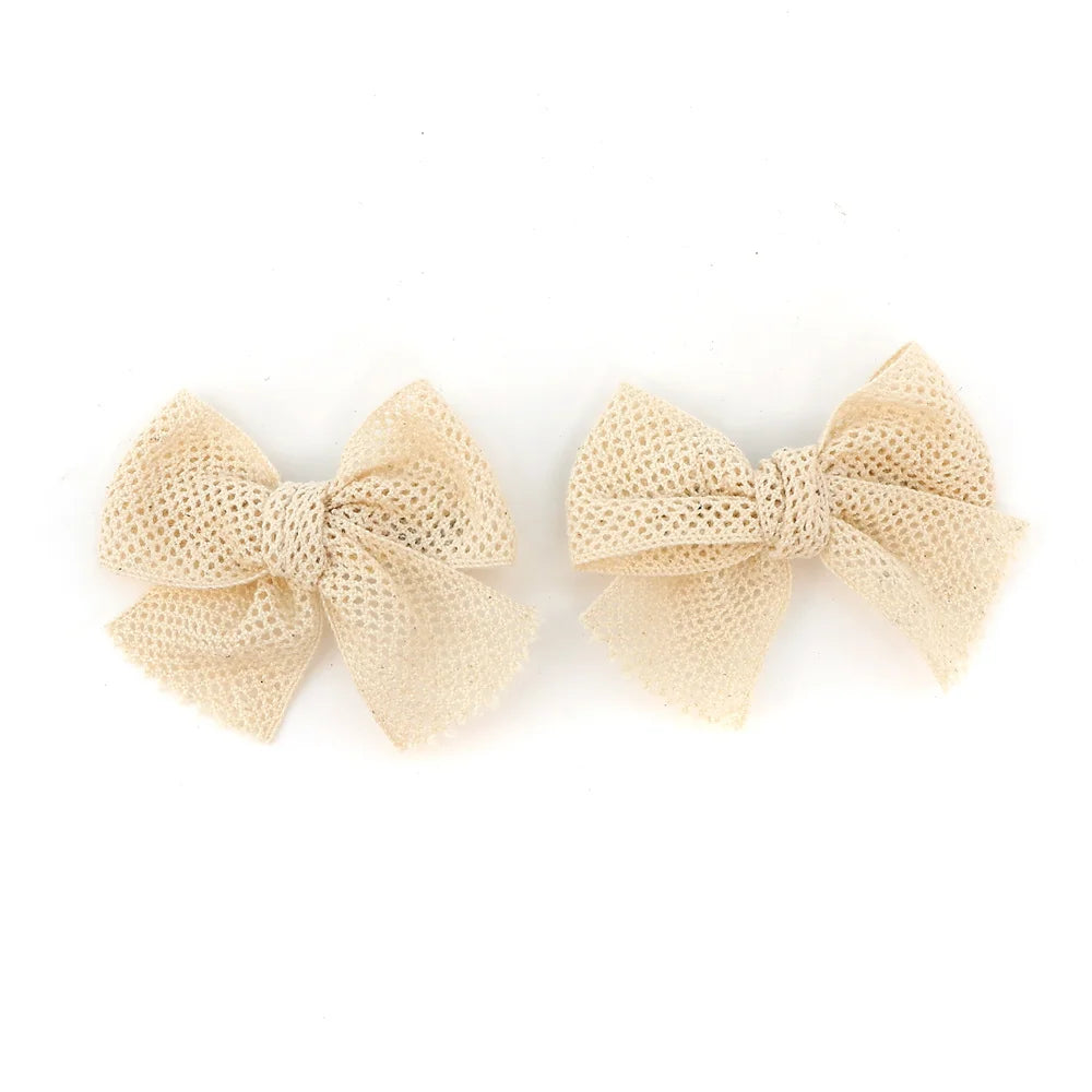 010H Fashion Hair Accessories Lace Hair Bows Cute Hairpins Girls duckbilled  Hair Clips Barrettes Solid Clip Kids Headwear