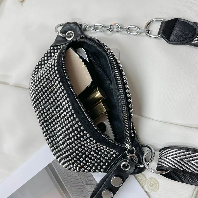 Designer Lady Waist Bag New Ladies Chain Shoulder Crossbody Chest Bags Diamond Fanny pack And Phone Pack Fashion Female Belt Bag