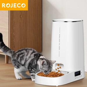 ROJECO 4L Automatic Pet Feeder Smart Control Cat Kibble Dispenser For Dry Food Feeding Pets Feeders For Large Dogs Accessories