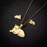 Load image into Gallery viewer, Anime Cute Cartoon Bow Mouse Stainless Steel Jewelry Set For Women Wedding Accessories Bride Earrings And Necklace Jewelry Set
