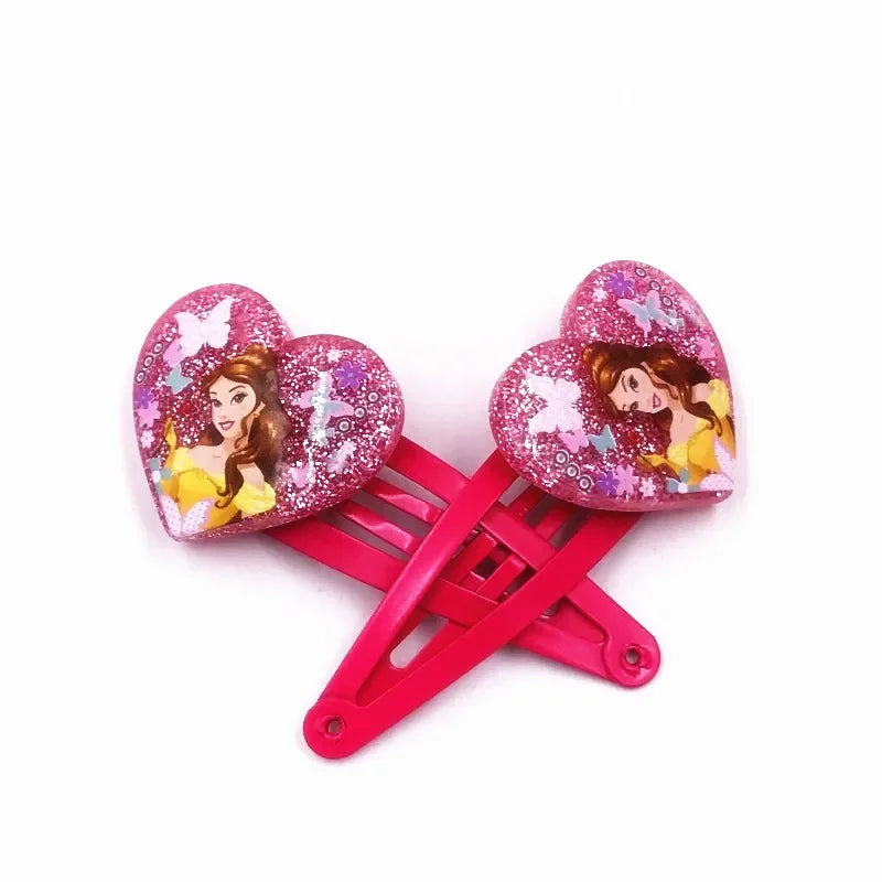 2Pcs Cartoon Princess Disney Mermaid Ariel Shine Hair Clips BB Clips Kids Hairpins Girls Hair Accessories Baby Headdress Gift