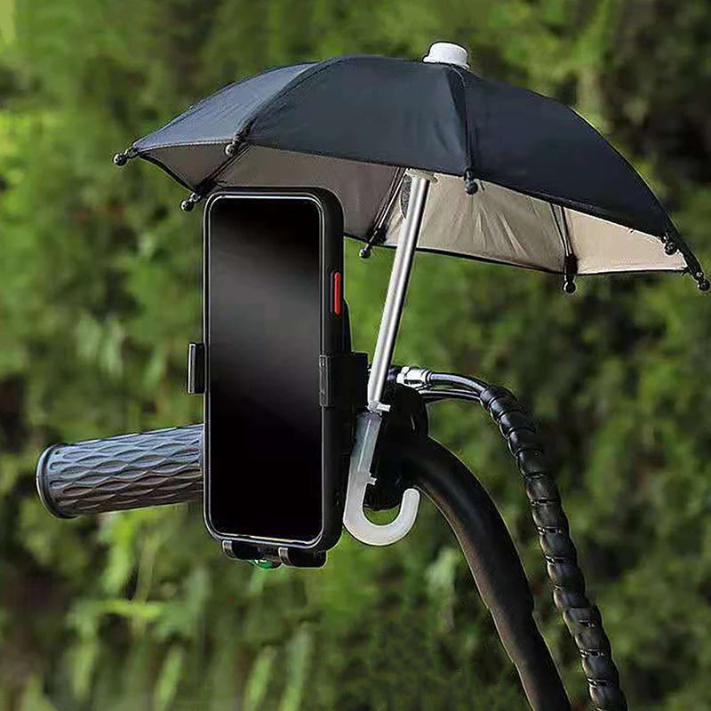 New 1PC Portable Mobile Phone Holder Mini Parasol Waterproof Riding Cell Phone Holder Sun Shade Decoration Riding Accessories