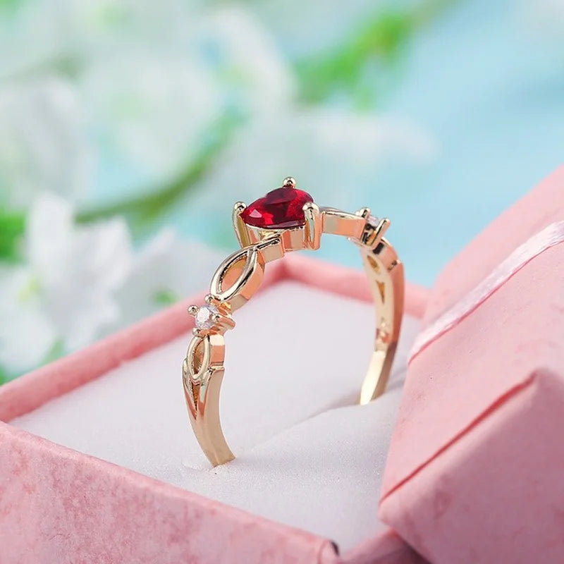 Simple heart ring for women female cute finger rings romantic birthday gift for girlfriend fashion zircon stone jewelry