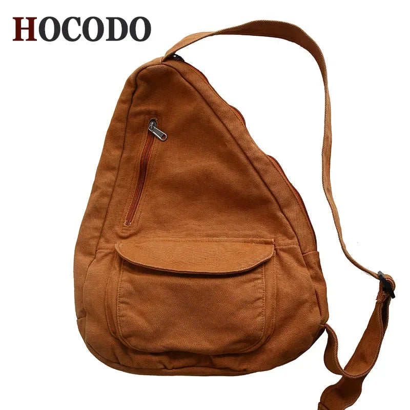 HOCODO 2022 Women Shoulder Messenger Bag Canvas Crossbody New Trend Fashion Female Bag Solid Color High Quality Ladies Chest Bag