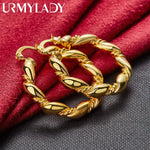 Load image into Gallery viewer, URMYLADY Round Twist Hoop Earrings 24K Gold For Women Charm Wedding Engagement Fashion Party Jewelry
