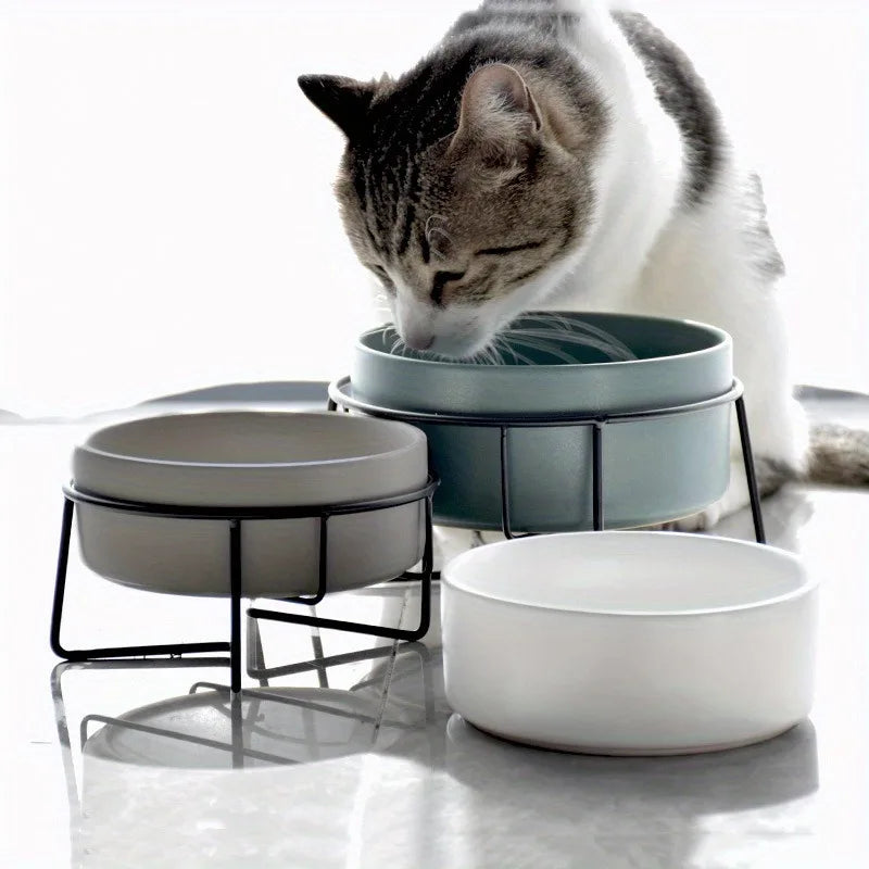 Dogs Food Water Bowls with Stand Ceramic Cat Feeding Accessories Cats Small Pet Eat Drink Supplies Puppy Feeder Ceramic Bowl