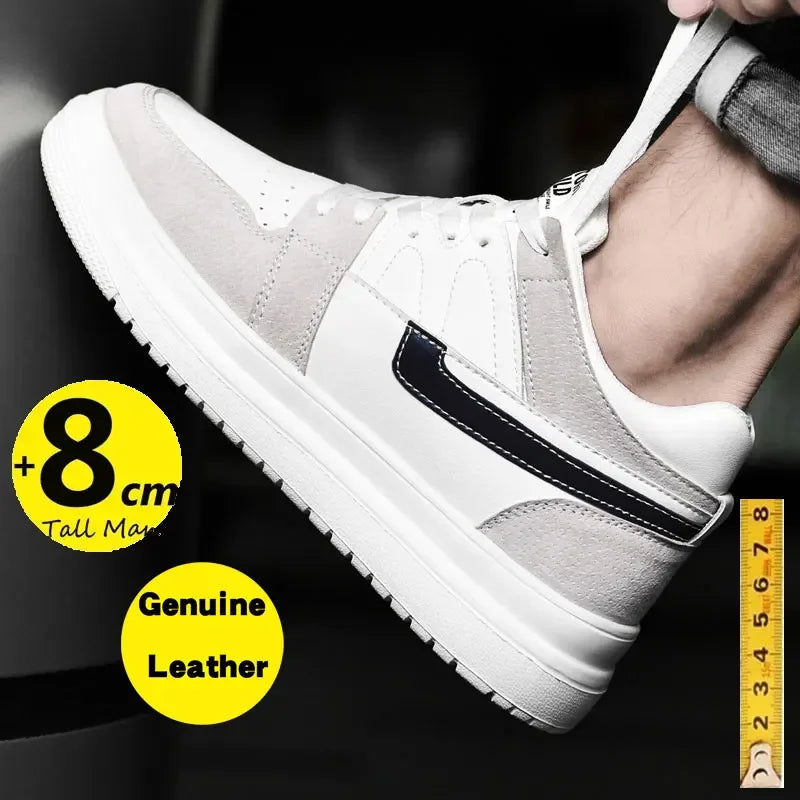 Genuine Leather 2024 elevator shoes heightening sneakers for men 6cm 8cm breathable height increased man sports lift height