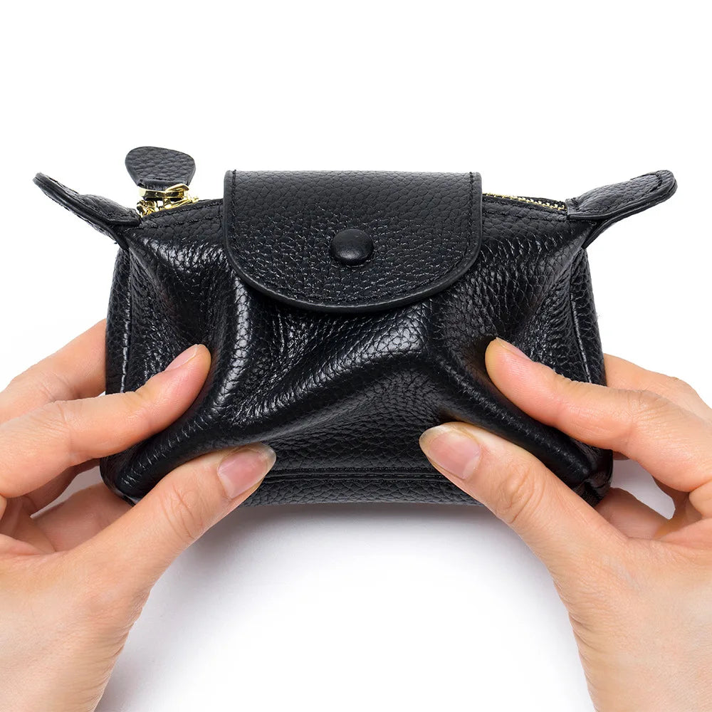 Genuine Leather Coin Purses Small Card Holder Purse High Quality Leather Mini Dumplings Wallet Brand Exquisite Clutch Bag 2023