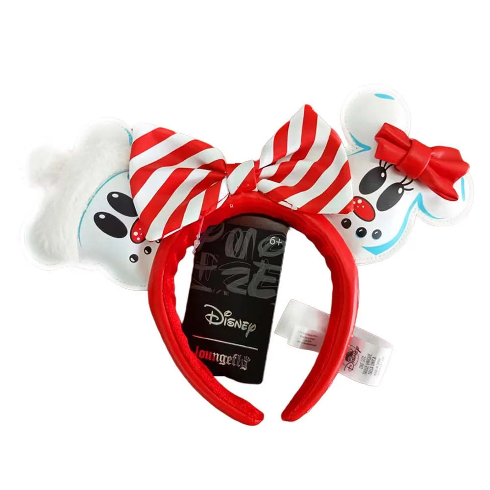 Disney Minnie Mouse Ear Headband 2023 New Loungefly Ears Christmas Snowman Headdress Cosplay for Adults Kids Hair Accessories