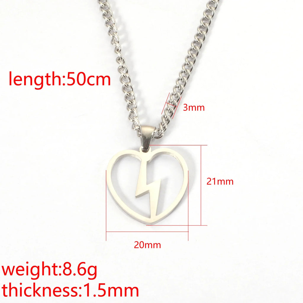 304 Stainless Steel Flash Heart 50cm Necklace Jewlery Not Fade Silver Gold Color