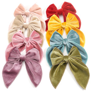 4Pcs Velvet Fable Bow Hair Clips Baby Girls Women Large Sailor Head Bows Accessories Hair Grips for Kids Christmas Hair Bow