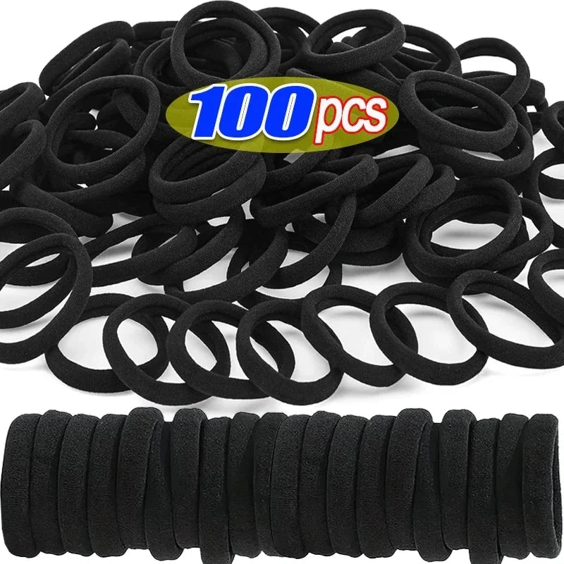 10/100Pcs High Elastic Hair Bands for Women Girls Black Hairband Rubber Ties Ponytail Holder Scrunchies Kids Hair Accessories