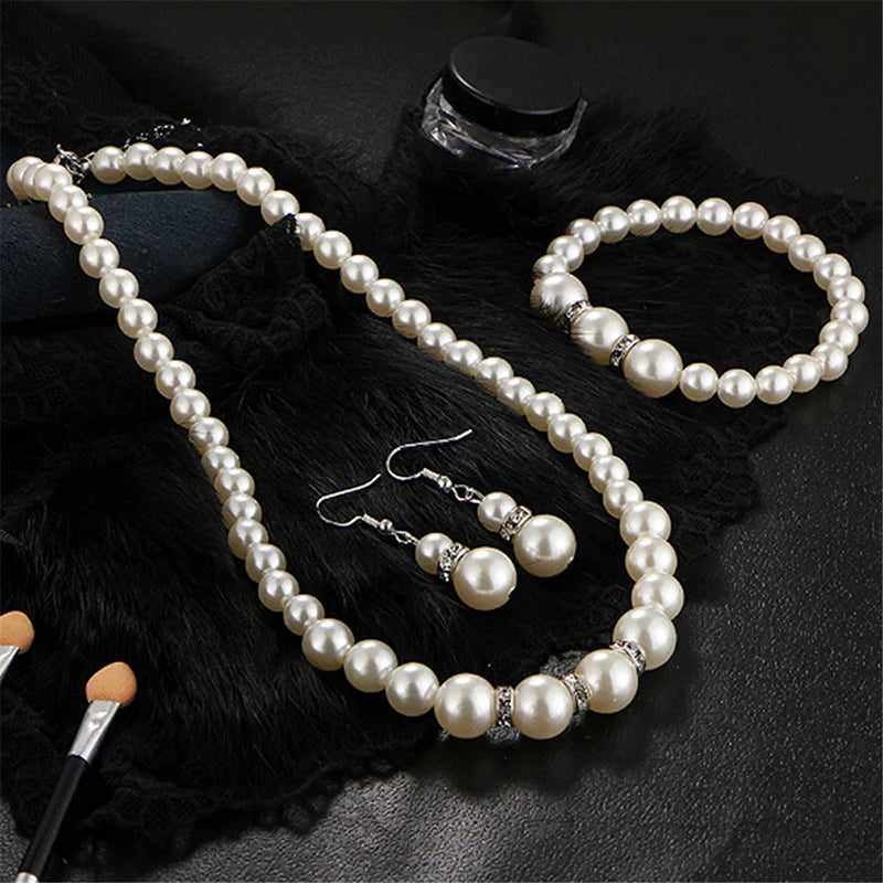 Pearl Jewelry Sets Necklace Bracelet Earrings Baroque Simulation Pearl Sets for Women Party Jewelry Wedding Jewlery Gift Trendy