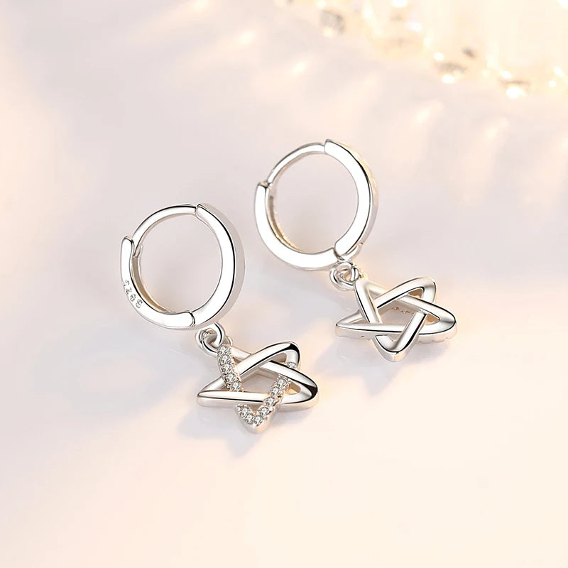 Fanqieliu 925 Silver Needle Woman's High Quality Crystal Jewelry Trendy Zircon Star Drop Earrings New FQL23570
