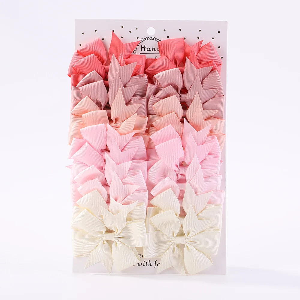 24Pcs/Set Solid Hair Bows Hair Clips Barrettes Headwear Colorful Cute Hairpins Boutique Bowknot Headwear  Kids Hair Accessories