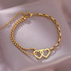 Stainless Steel Bracelets Sweet Hearts Unique Stacked Bead Chain Girls Charms Fashion Couple Bracelet For Women Jewelry Gifts