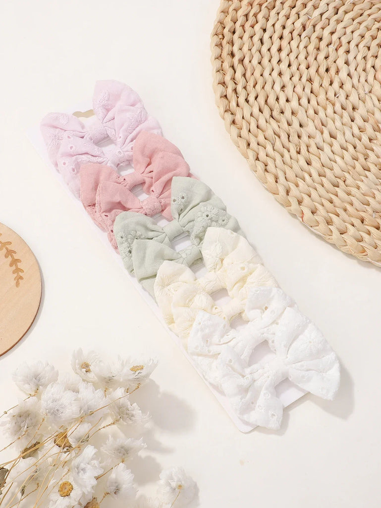 10pcs/set Embroidery Bows Hair Clips Hairpins for Girls Handmade Cotton Barrettes Kids Butterfly Headwear Baby Hair Accessories