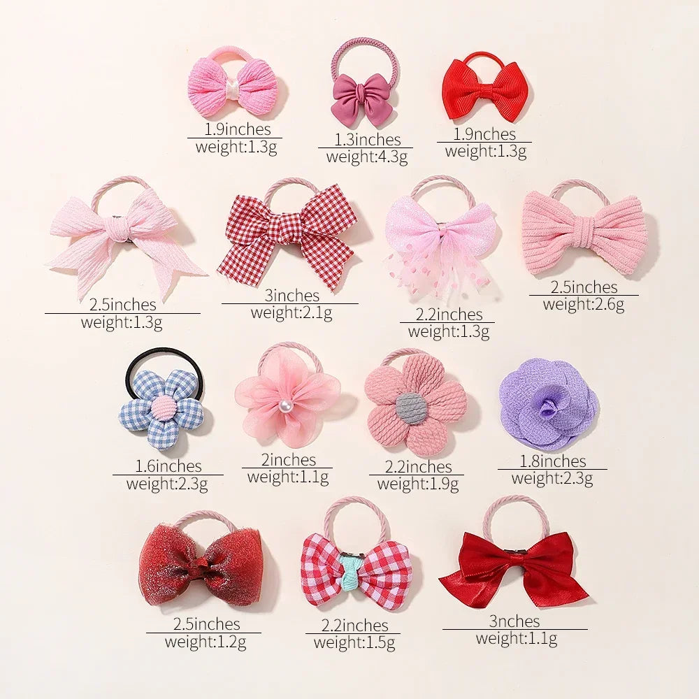 10Pcs/Set Big Bow Flower Elastic Hairbands Children Girls Sweet Hair Ties Fashion Headbands Hair Accessories Rubber Band For Kid