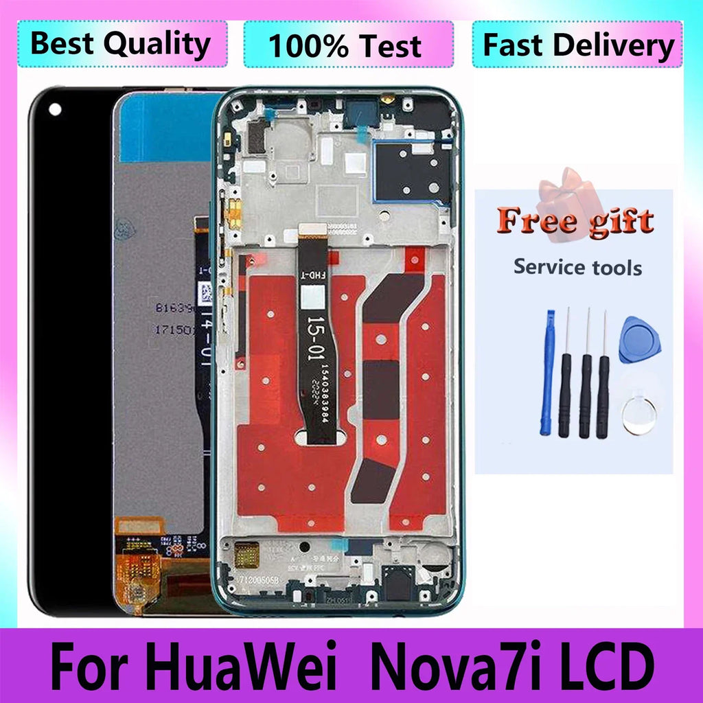 Original 6.4" Touch Screen For Huawei Nova7i  Full With Frame Lcd Display Digitizer Assembly Replacement Repair Parts