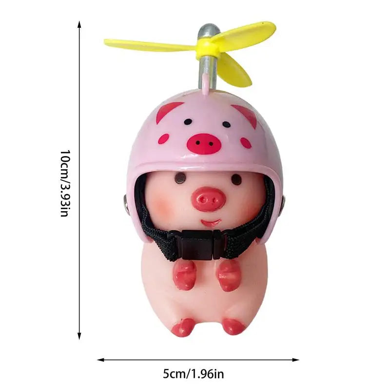 Lovely Animal Figures With Propeller Helmets Cute Swine Handlebar Toy Piglet Motorcycle Handlebar Ornaments Motorcycle Supplies