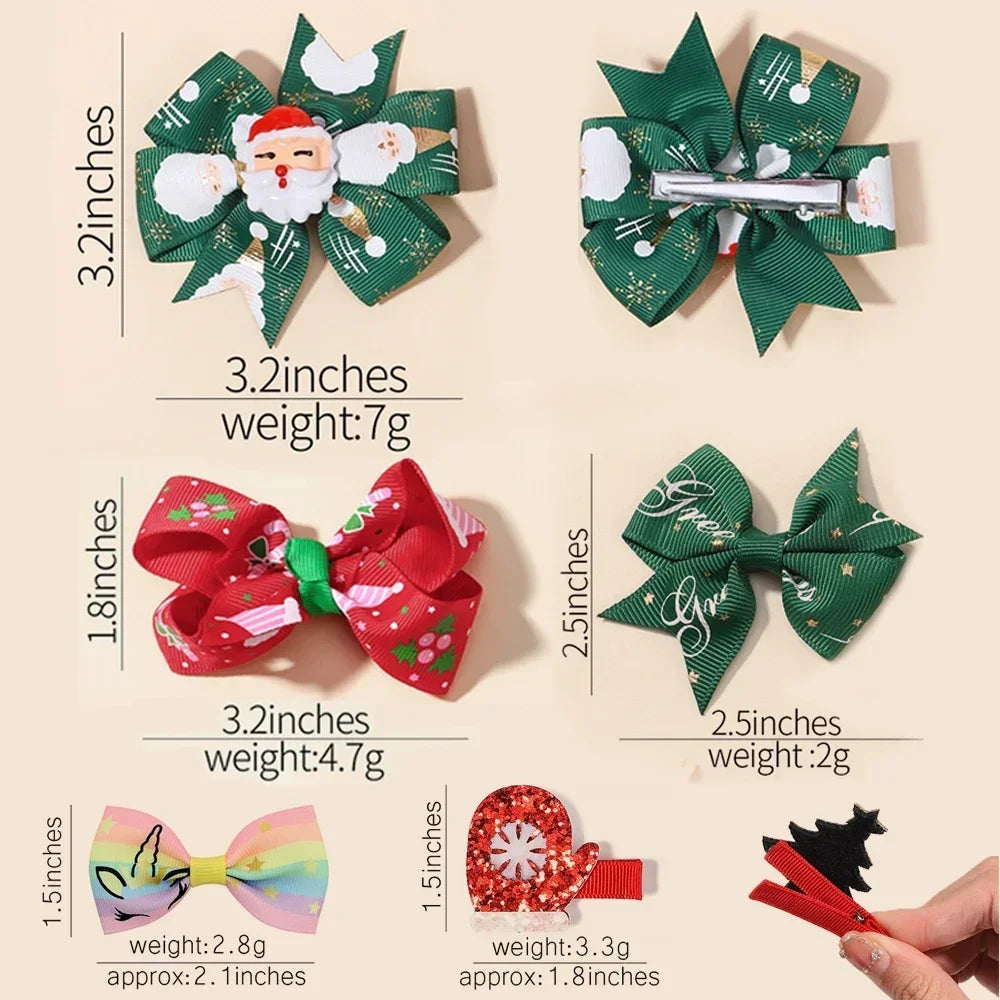 Christmas Hairclip New Year Party Hair Bows for Baby Girl Hair X'mas Santa Deer Decorations Kids Hairpins Hair Accessories Gifts