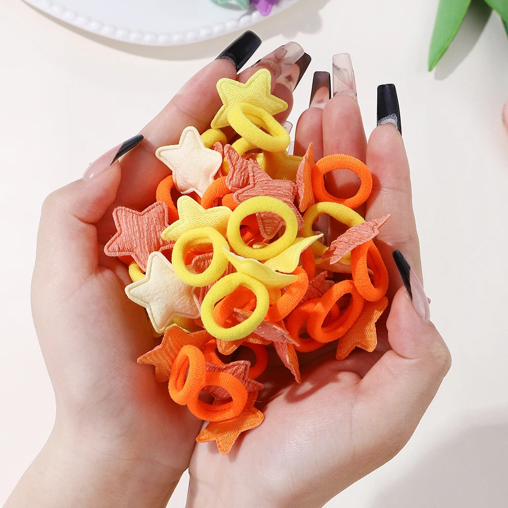 20pcs Kids Elastic Hair Bands Girls Plush Ball Rubber Band For Children Sweets Scrunchie Hair Ties Clip Baby Hair Accessories