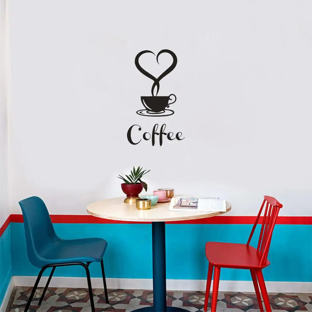 Coffee Cup Pattern Wall Stickers DIY Cafe Restaurant Living Room Home Decoration Self-adhesive Hand Carved Kitchen Wallpaper