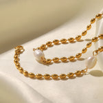 Load image into Gallery viewer, Natural Freshwater Pearl Bracelet Necklace Set Stainless Steel PVD Plated 18K Gold Waterproof Jewelry For Women
