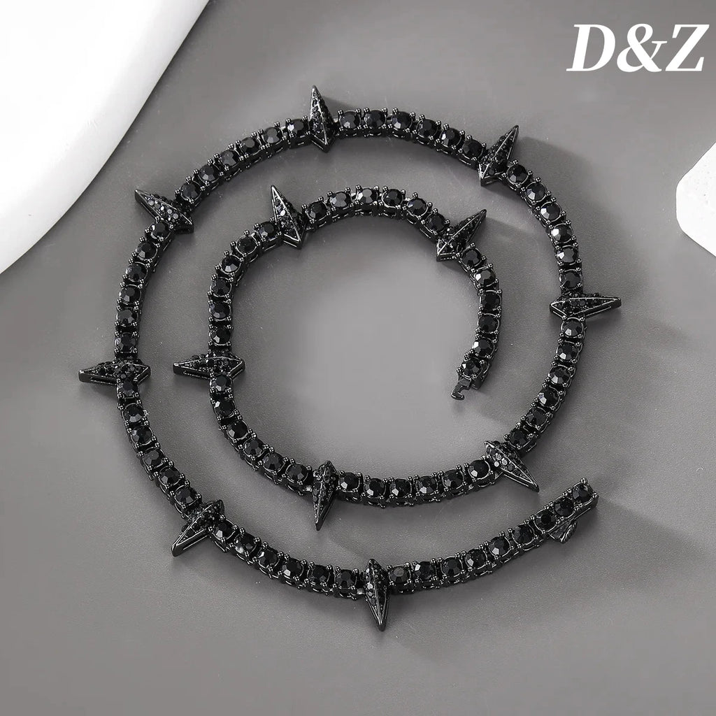 D&Z Hip Pop 4MM Tennis Chain Dropwater Bling Iced Out Colorful Rhinestone Necklaces For Men Women Choker Jewelry Party Gift