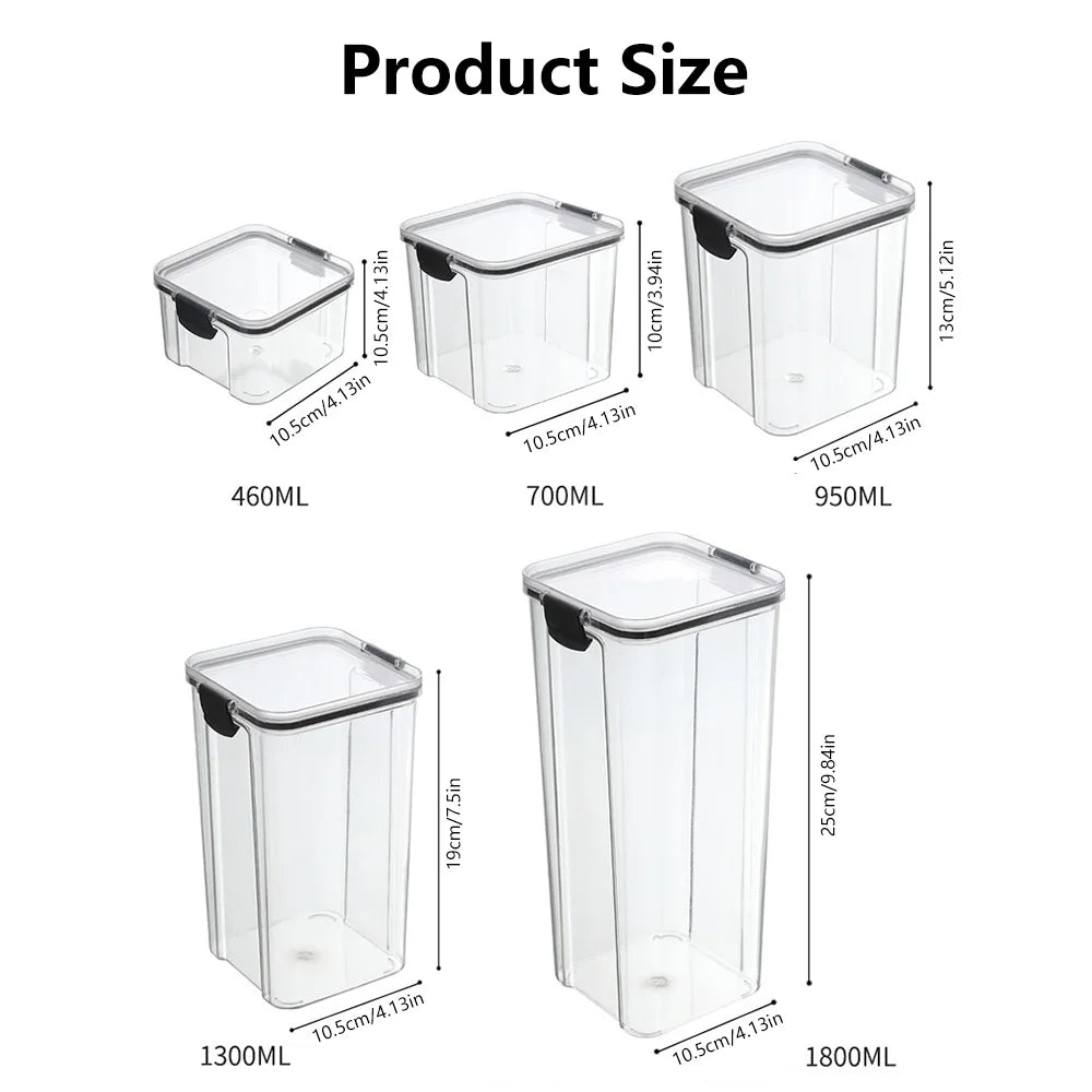 Sealed Plastic Food Storage Box Candy Dried Jars Fridge StorageTank Containers Household Items Kitchen Organizer 460ml 700ml