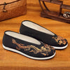 Old Beijing Cloth Shoes Men Soft Sole Chinese Embroidery Male Shoes Chinese Style Yellow Black Dragon Round Mouth Loafer Shoes