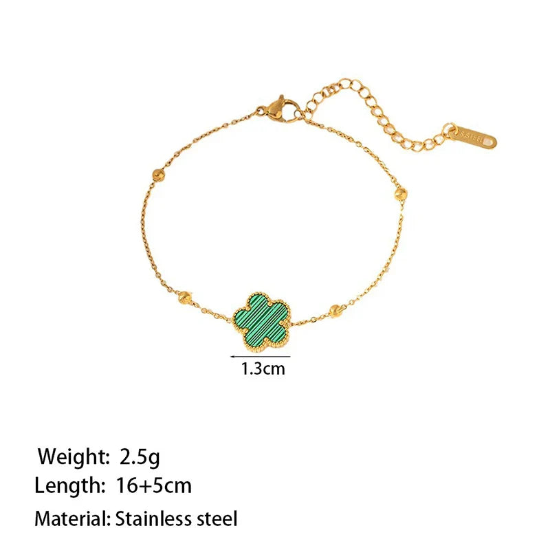 Clover Bracelet for Women Gold Plated Stainless Steel Bracelet Charm Bracelets Women's Hand Bracelets Girls Summer Jewelry