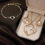 Load image into Gallery viewer, Fashion European and American Heart Shaped Wedding Dinner Wedding Dress Accessories Double Love Earrings Necklace Bracelet Gift
