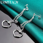 Load image into Gallery viewer, URMYLADY 925 Sterling Silver Hollow Solid Heart Earrings Eardrop For Women Charm Wedding Fashion Engagement Jewelry

