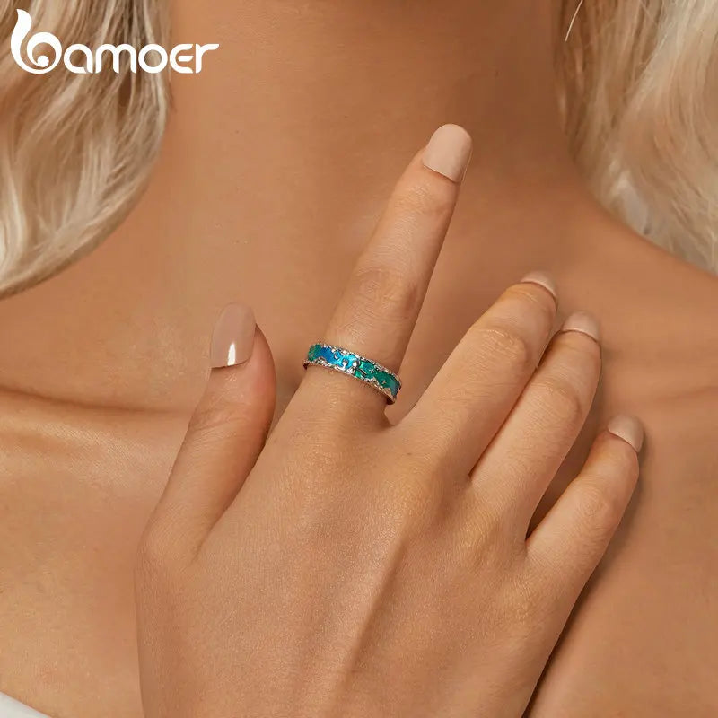 BAMOER 925 Sterling Silver Fairy Tale Rings, Little Prince and Fox Open Rings Unique Cute Jewelry Gifts for Women SCR1021