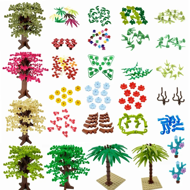 MOC Plant Tree Leaf Flowers Mushroom Seaweed Branches Educational  Building Blocks Kits Bricks Toys for Children Plants DIY Part