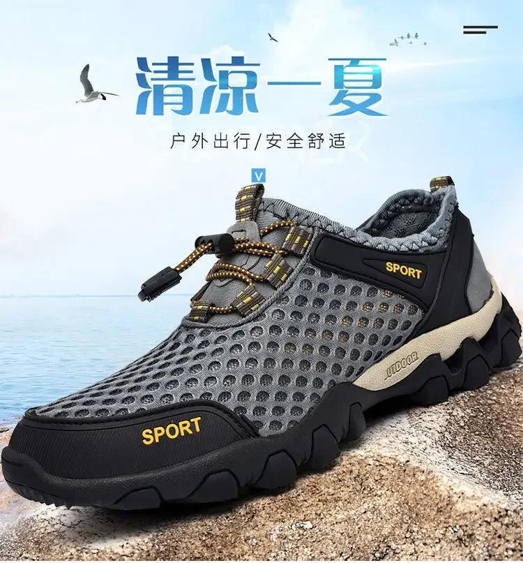 Men Casual Tennis Sneakers Summer Fashion Breathable Mesh Shoes Mens Non-Slip Hiking Shoes Sneaker for Men Climbing Trekking