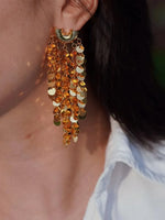 Load image into Gallery viewer, Freetry Shiny Sequins Long Tassel Earrings For Women Personality Multilayer Gold Color Copper Drop Earring Wedding Party Jewelry
