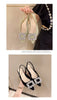 Beige Heeled Sandals Clear Shoes 2023 Women's Black Rhinestone Medium Pointed Closed New Spring Gladiator Block Girls