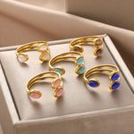 Load image into Gallery viewer, Stainless Steel Vintage Cat's Eye Stone Inlaid Rings For Women Fashion Aesthetic Jewlery Accessories Wedding Gift Bague Femme
