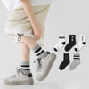 5 Pairs Spring Summer Kids Fashion Mid-calf Socks Cotton Mesh Girls Boys School Sports Long Socks Children Clothing Accessories