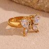 Cast Zircon Butterfly Stainless Steel Ring Waterproof Fashion Texture Unusual Stain Less Textured Jewelry